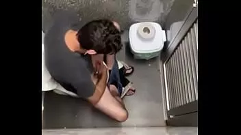 play Men caught masturbating in public toilet